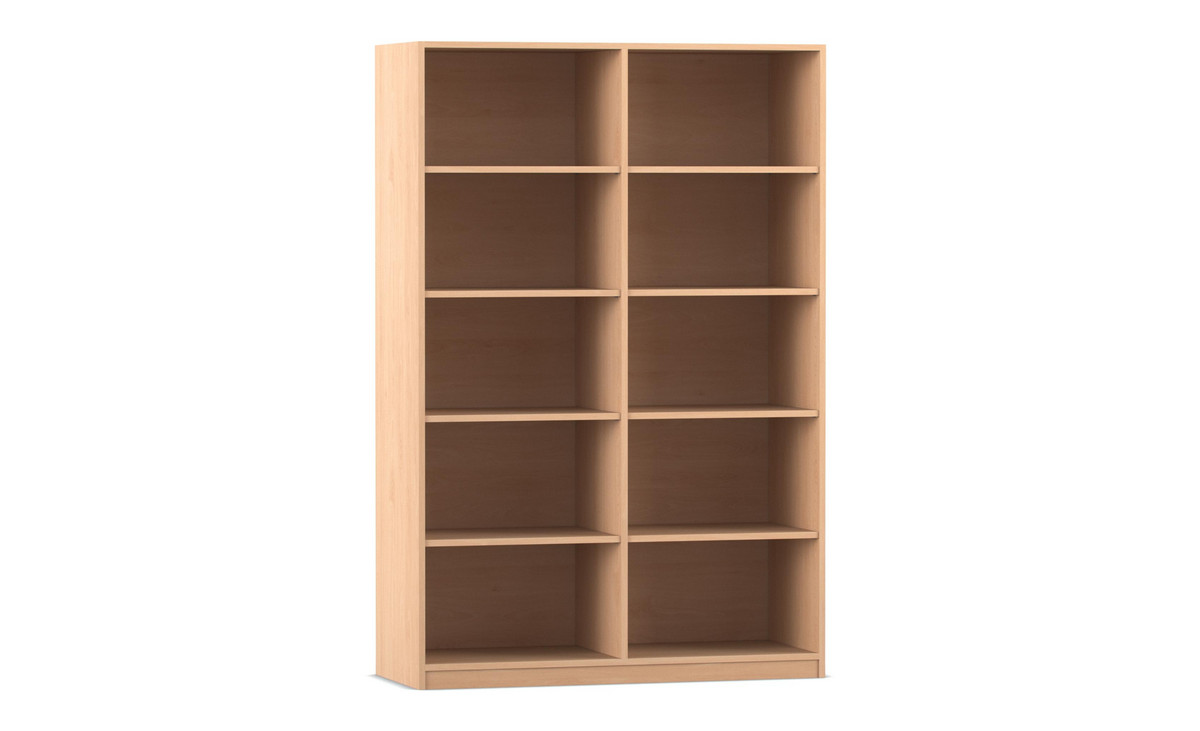 Flexeo® Regal, 2 Reihen, 10 Fächer, hoch, Breite 126,4 cm