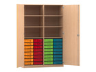 Flexeo® Schrank 32 kleine Boxen 6 Fächer Mittelwand 2 Türen