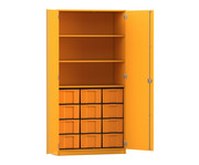 Flexeo® Schrank 12 grosse Boxen 3 Fächer 2 Türen 6