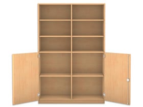 Flexeo® Schrank, 10 Fächer, 2 Halbtüren, Mittelwand, Breite 126,4 cm
