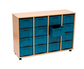 Flexeo® Regal 4 Reihen 16 grosse Boxen aus biobasiertem treeNside Material