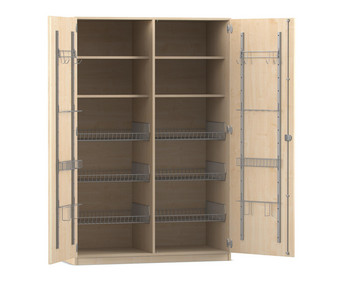 Flexeo® Sportschrank Gerätehaken 6 Gitterkörbe 4 Fächer oben