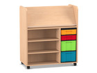 Flexeo® Bücherwagen fahrbar 2 kleine 2 grosse Boxen