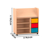 Flexeo® Bücherwagen fahrbar 3 grosse Boxen 6
