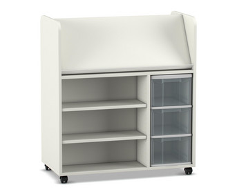 Flexeo® Bücherwagen fahrbar 3 grosse Boxen