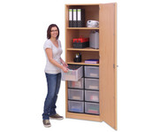 Flexeo® Schrank 8 grosse Boxen 3 Fächer 1 Tür 2