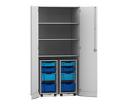 Flexeo® Garagenschrank PRO 2 Rollcontainer 8 Boxen Gr S und M 3 Fächer 6