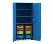 Flexeo® Garagenschrank PRO 2 Rollcontainer 8 Boxen Gr S und M 3 Fächer 3