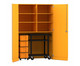 Flexeo® Garagenschrank 6 Fächer 1 Rollcontainer 4 Boxen 1 Transportwagen 4