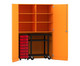 Flexeo® Garagenschrank 6 Fächer 1 Rollcontainer 8 Boxen 1 Transportwagen 6
