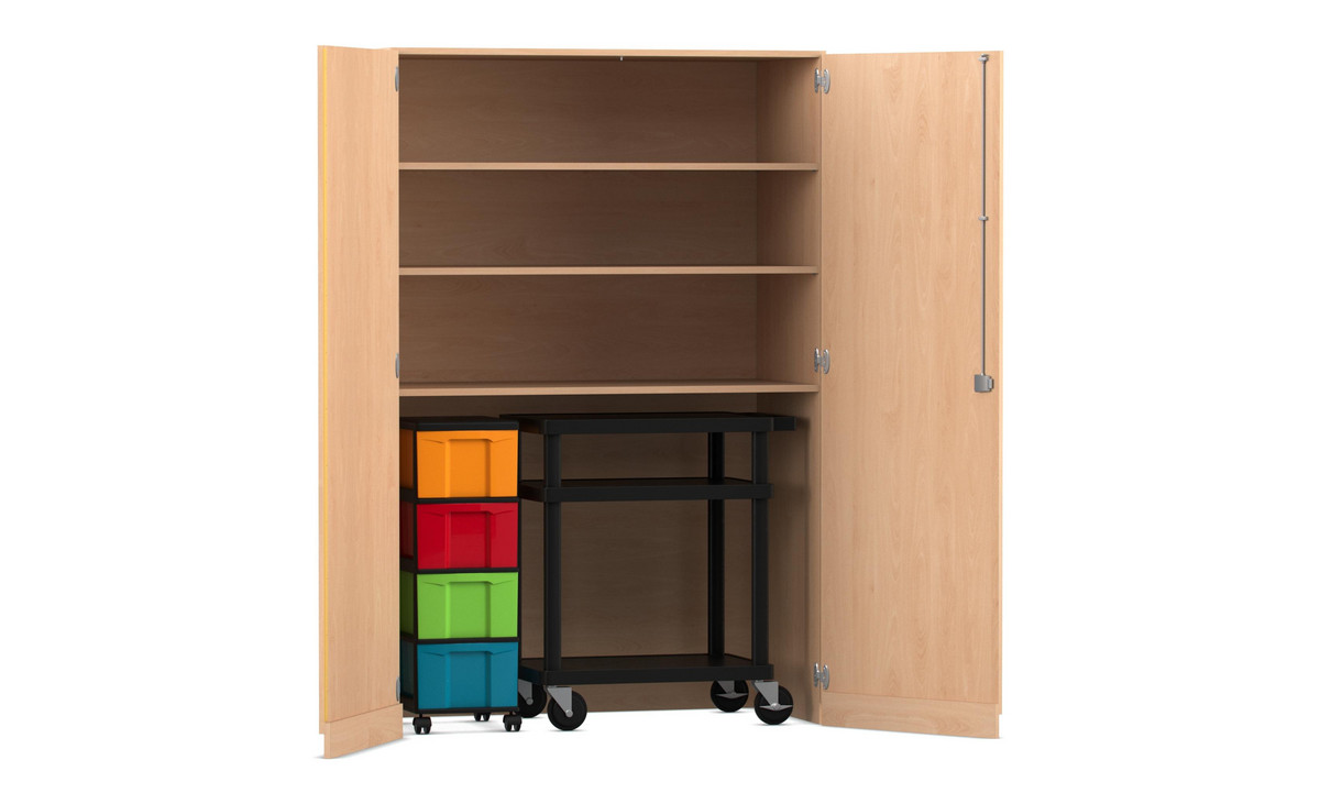 Flexeo® Garagenschrank, 3 Fächer, 1 Rollcontainer, 4 Boxen, 1 Transportwagen