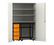 Flexeo® Garagenschrank 3 Fächer 1 Rollcontainer 4 Boxen 1 Transportwagen 6