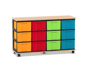 Flexeo® Fahrbares Containersystem mit Ablage 12 grosse Boxen