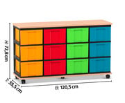 Flexeo® Fahrbares Containersystem mit Ablage 12 grosse Boxen 3