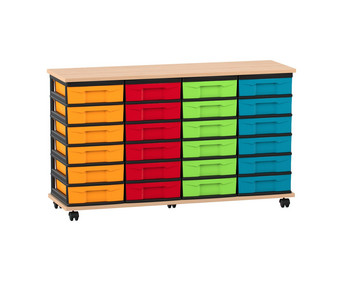 Flexeo® Fahrbares Containersystem mit Ablage 24 kleine Boxen