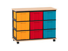 Flexeo® Fahrbares Containersystem mit Ablage 9 grosse Boxen