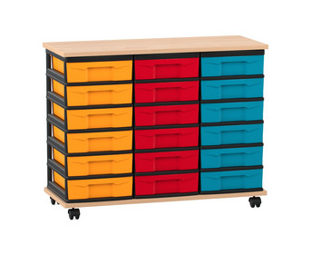 Flexeo® Fahrbares Containersystem mit Ablage 18 kleine Boxen