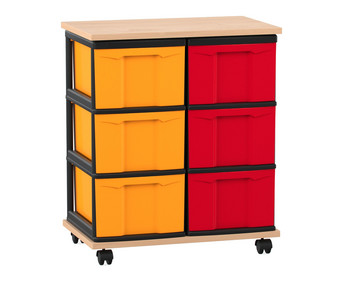 Flexeo® Fahrbares Containersystem mit Ablage 6 grosse Boxen