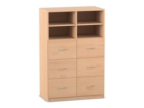 Flexeo® Schrank, 6 grosse Schubladen, 4 Fächer, Mittelwand, Breite 94,4 cm