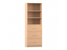Flexeo® Schrank, 3 grosse Schubladen, oben 3 Fächer = 6 Ordnerhöhen