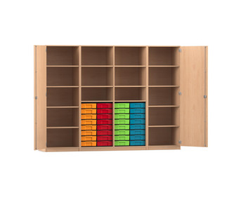 Flexeo® Systemschrankwand 32 kleine Boxen 16 Fächer 2 Türen