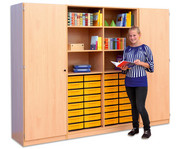 Flexeo® Systemschrankwand 32 kleine Boxen 16 Fächer 2 Türen 3