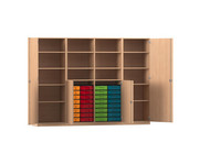 Flexeo® Systemschrankwand 32 kleine Boxen 16 Fächer 4 Türen 1