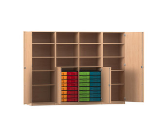 Flexeo® Systemschrankwand 32 kleine Boxen 16 Fächer 4 Türen