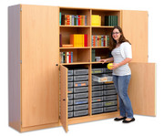 Flexeo® Systemschrankwand 32 kleine Boxen 16 Fächer 4 Türen 2