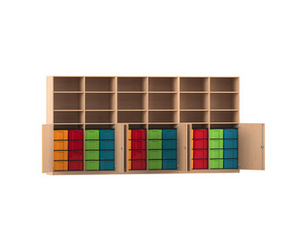 Flexeo® Systemschrankwand 48 grosse Boxen 18 Fächer 6 Halbtüren