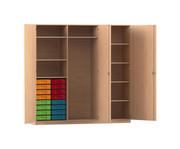 Flexeo® Schrankwand 16 kleine Boxen Garderobenstange 9 Fächer 1