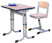 Einer Schülertisch C Fuss höhenverstellbar mit Drahtkorbablage 2