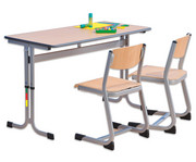 Zweier Schülertisch C Fuss höhenverstellbar ohne Drahtkorbablagen 2
