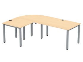 Flexeo® Schreibtisch (Breite 140 cm) mit Anbau und Viertelkreis