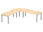 Flexeo® Schreibtisch (Breite 180 cm) mit Anbau und Viertelkreis