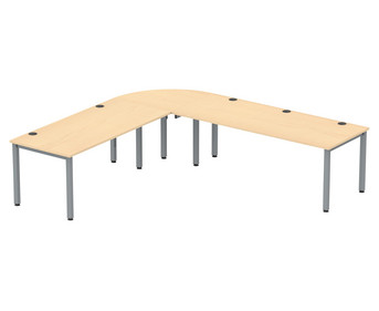Flexeo® Schreibtisch (Breite 200 cm) mit Anbau und Viertelkreis