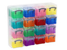 Really Useful Sortierboxen bunt 16 Stück im Transparentschuber