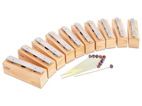 Betzold 10 Bass-Klangbausteine und 10 Schlägel, Aluminium