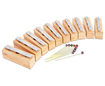 Betzold 10 Bass Klangbausteine und 10 Schlägel Aluminium