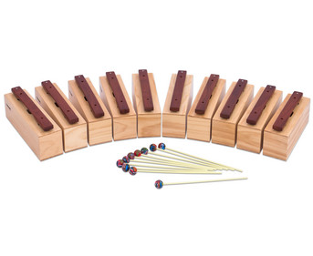 Betzold 10 Bass Klangbausteine und 10 Schlägel Hartholz