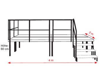 Treppe für 60 cm Bühne 2 stufig ohne Geländer