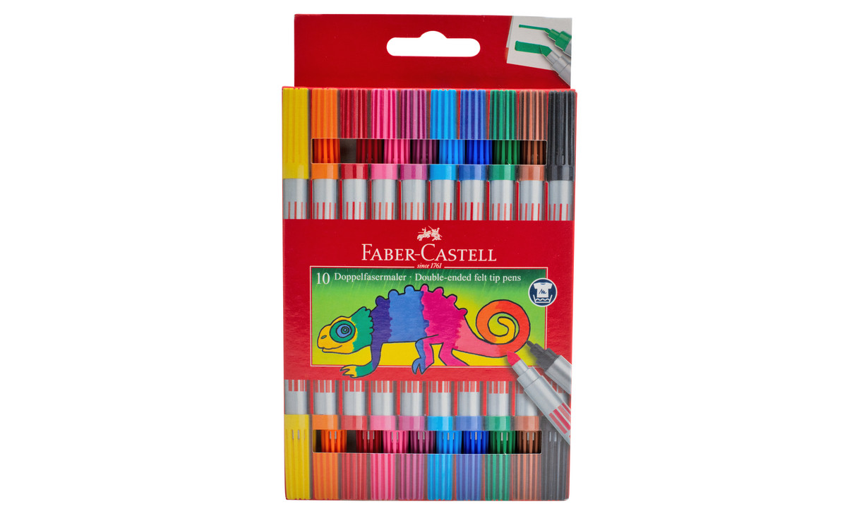 Faber-Castell Filzstifte Mit Doppelspitze – 5 Packungen à 10 Stifte (50 Total), Waschbare Tinte Auf Wasserbasis | Leuchtende Farben Für Kinder & Kreative