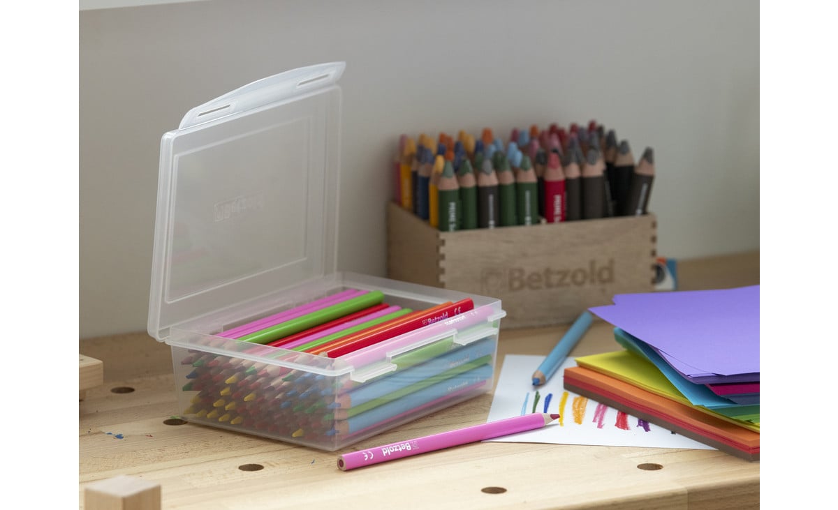 Betzold Aufbewahrungsbox, 7 x 19 x 15 cm,  transparent-weiss