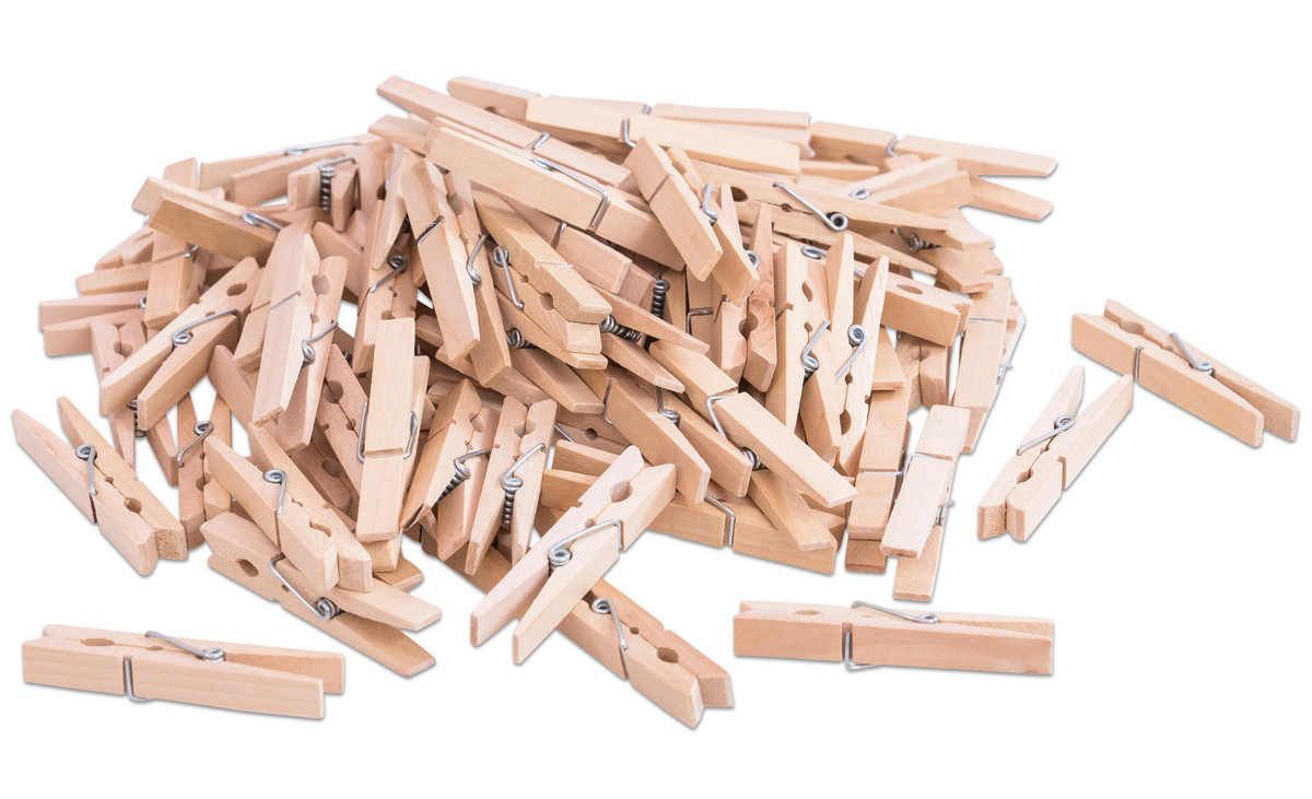 Arts Wäscheklammern Aus Holz – 24 Stück, 4,5 Cm, Mit Mini-Feder