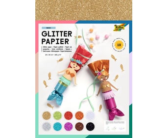 folia Glitter Kraftpapier 24 x 34 cm 10 Bogen 10 Farben