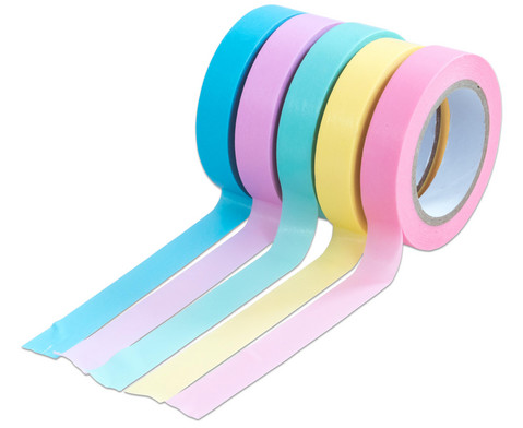 Washi-Tape-Set aus 5 Rollen Uni Pastell