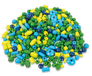 Holzperlen Mix blau/grün ca 450 Perlen 1