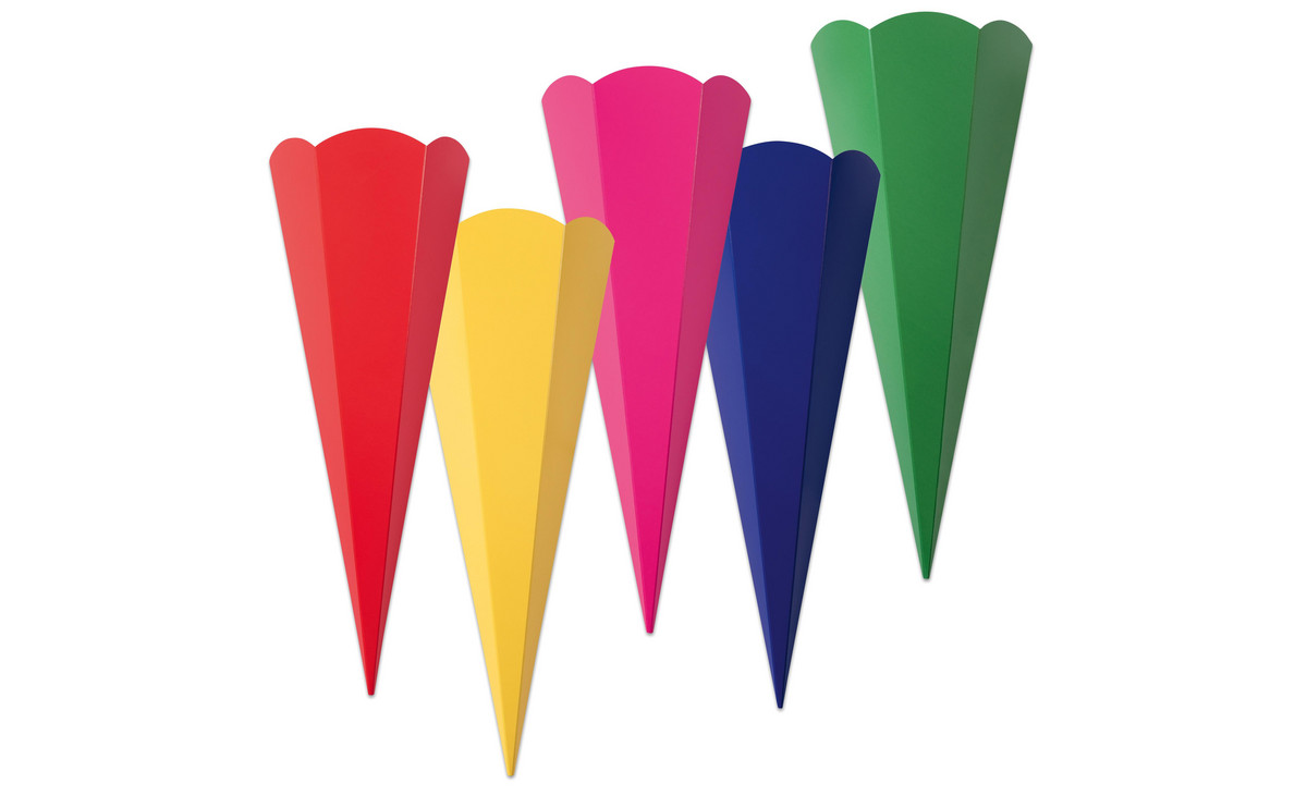 folia Schultüten-Rohlinge, bunt, 10er-Set, 5 Farben