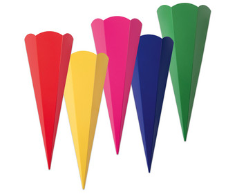 folia Schultüten Rohlinge für Geschwister bunt 10er Set 5 Farben