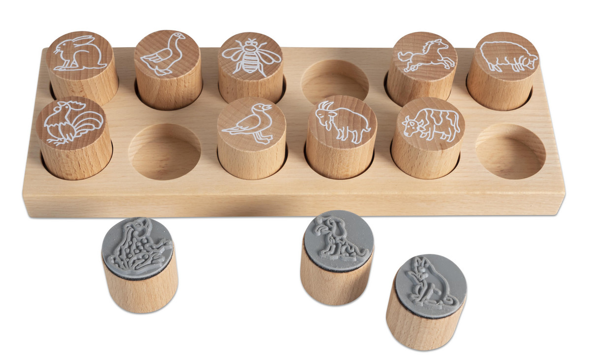 Holzstempel „Woodies“, 12 Stück im Set